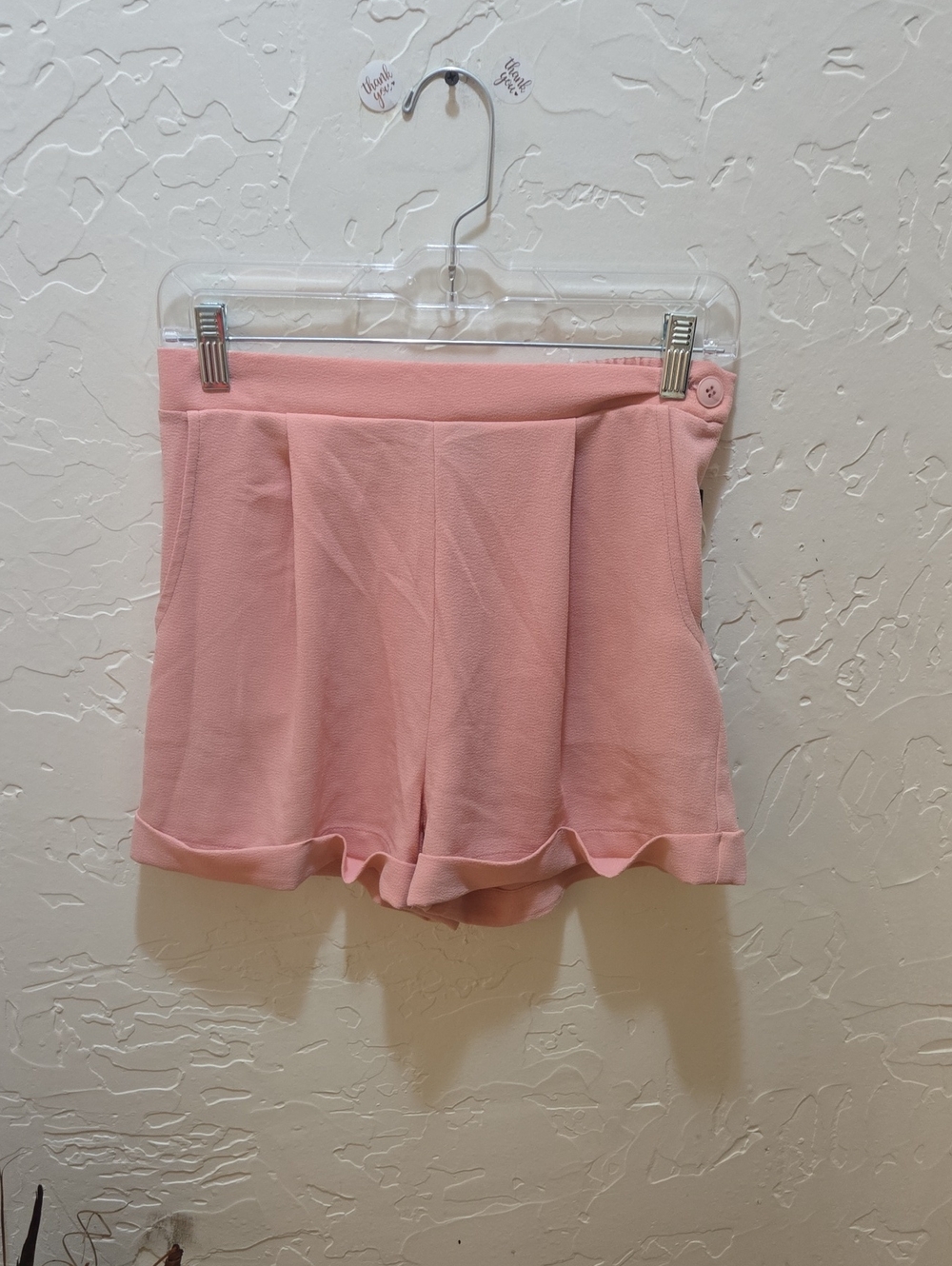 American Apparel Blush Pink High-Waist Crepe Hem Shorts